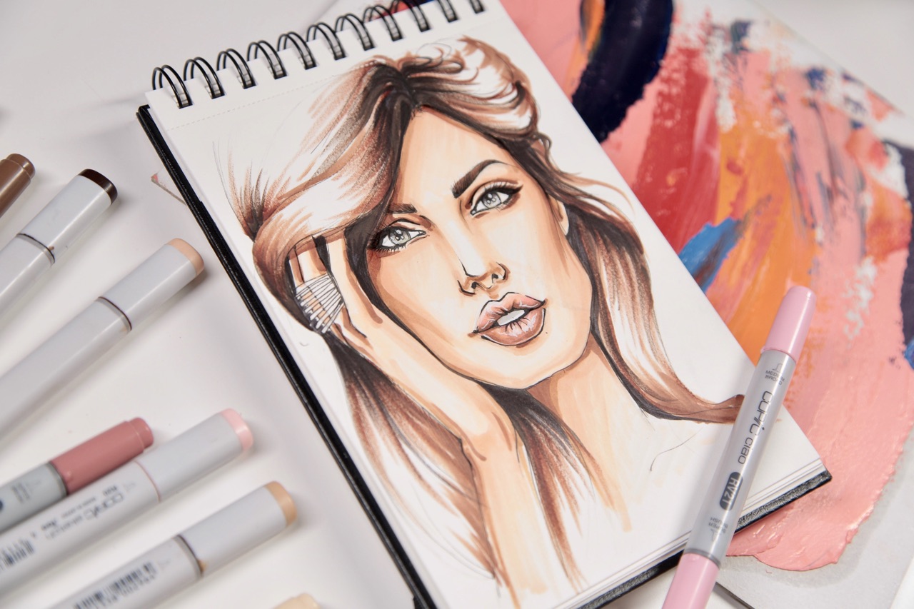 Женский портрет маркерами - Вьюнова (2018)_0.jpg